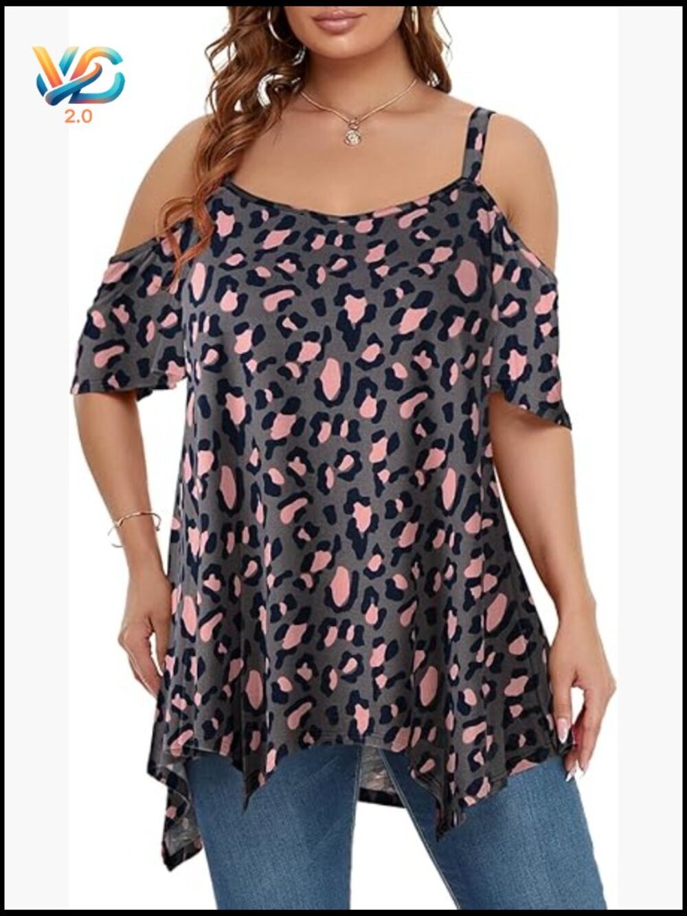 Cold Shoulder Tunic Oversized Blouse Plus Size Spaghetti Strap Summer Top